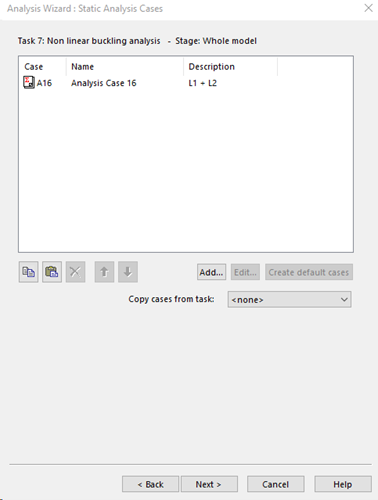 image showing analysis wizard static analysis cases window