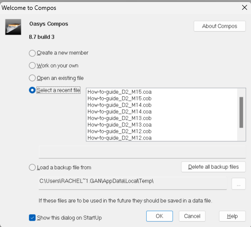 Compos recent files list