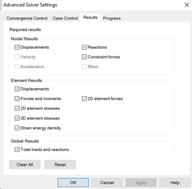 image of results tab in the advanced solver settings window